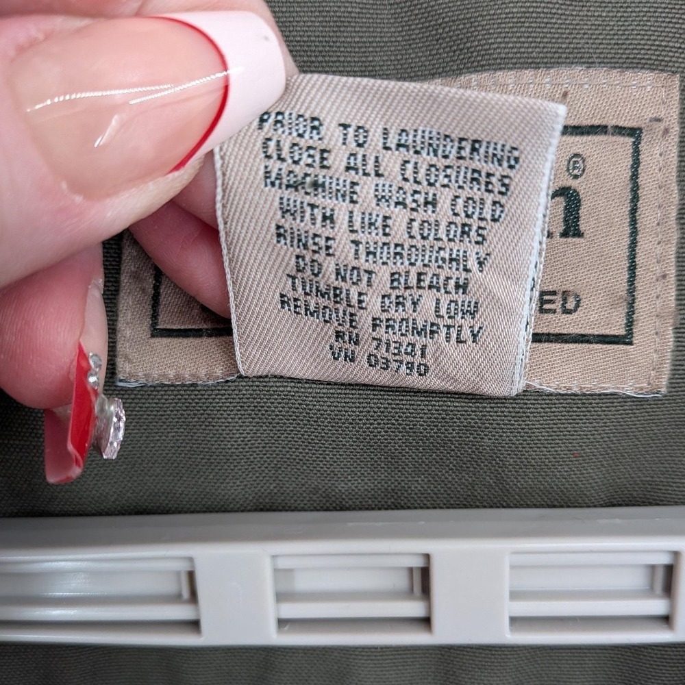 LL Bean Men's Olive Green Thinsulate Lined Farm Field Barn Chore L Coat Vintage - Picture 13 of 16